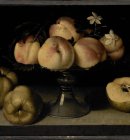 Fede Galizia (c. 1578–1630), Crystal Fruit Stand with Peaches, Quinces and Jasmine Flowers, ca.1610, Museo Civico 'Ala Ponzone', Cremona, Italy. Copyright: nicholashall.art